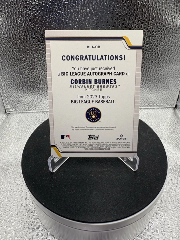 2023 Topps Big League - Big League Autographs Corbin Burnes #BLA-CB Blue Foil... - Image 2 of 2