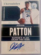 2017-18 Panini Chronicles #CSS-JPT Justin Patton Rookie Patch Auto 182/199