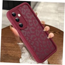 Compatible with Case, Cheetah Print Shockproof Samsung Galaxy S24 FE Wine Red