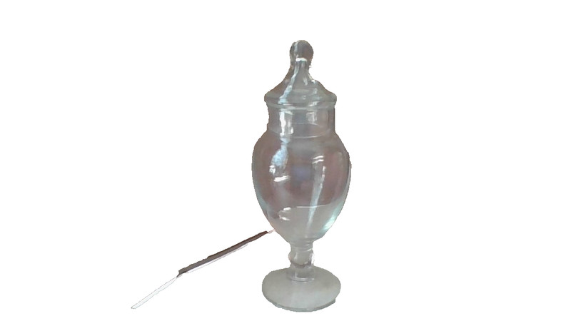 Apothecary Jar 9" Tall Lidded Candy Dish Clear Glass Footed Pedastal w/Lid