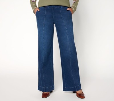 SUNNYLiFE Women's Pants Sz 12 Reg TripleLuxe Front Seam Full Leg Blue A711710