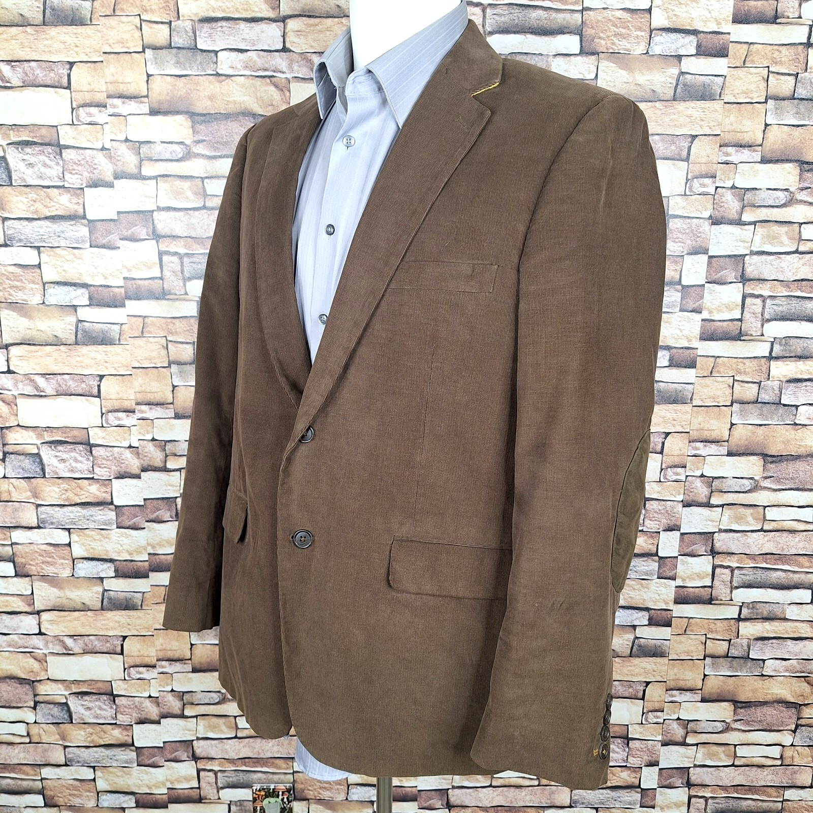 Stafford Jacket Sport coat Mens 44R Brown Corduroy  Cotton Elbow Patches