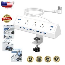 Fast Charging Power Strip: 12 USB C PD 65W, Desk Edge Mount, 130W