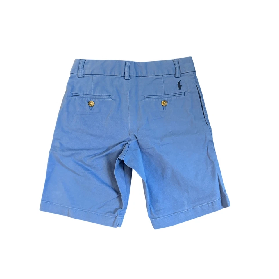 Polo Ralph Lauren Boys 8 Blue Flat Front Chino Shorts NWT Pony Logo - Image 4 of 4