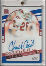 2021 Panini Donruss Signature Marks Blue 41/50 Chuck Cecil #SM42 Auto 1t68