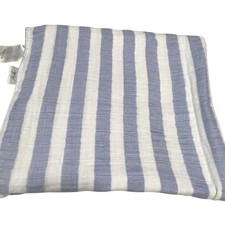 Aden Anais Baby Blanket Blue White Striped Cotton Muslin 47x47 OS