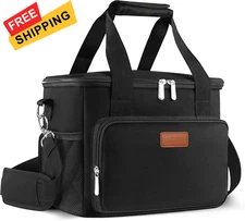 Femuar Lunch Bags for Women/Men, Insulated Bag Large Size, 03-Black 