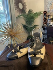 Salvatore Ferragamo Black Flat Sling Back Size 9 1/2 B