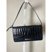 Esprit Vintage Y2K Borsa a tracolla Baguette Nera Croc Goffrata Portafoglio Borsetta