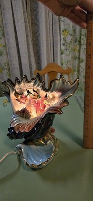 Large ceramic Seashell & Fish  night lamp from Vallauris (or Monaco), unsigned.