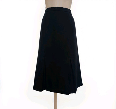 Vintage 80er Jahre Fashion Extra schwarz Gabardine Rock Größe 18 UK Taille 32'' 33'' Made in UK