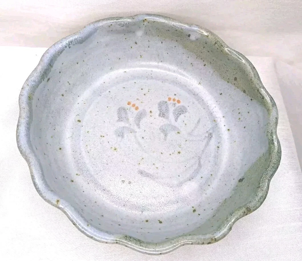 Peggy Ahlgren Wilson Creek Pottery 7" Fluted Edge Tart Pie Plate Dish Stoneware