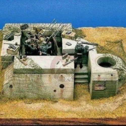 Diorama 1/35 Atlantic Wall Trench FlaK Emplacement Bunker Base Scene Props Model