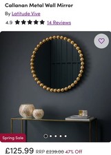 Callanan Large Round Mirror Gold RRP £125
