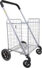 Cruiser Cart Deluxe Shopping Grocery Rolling Folding Laundry Basket on Wheels