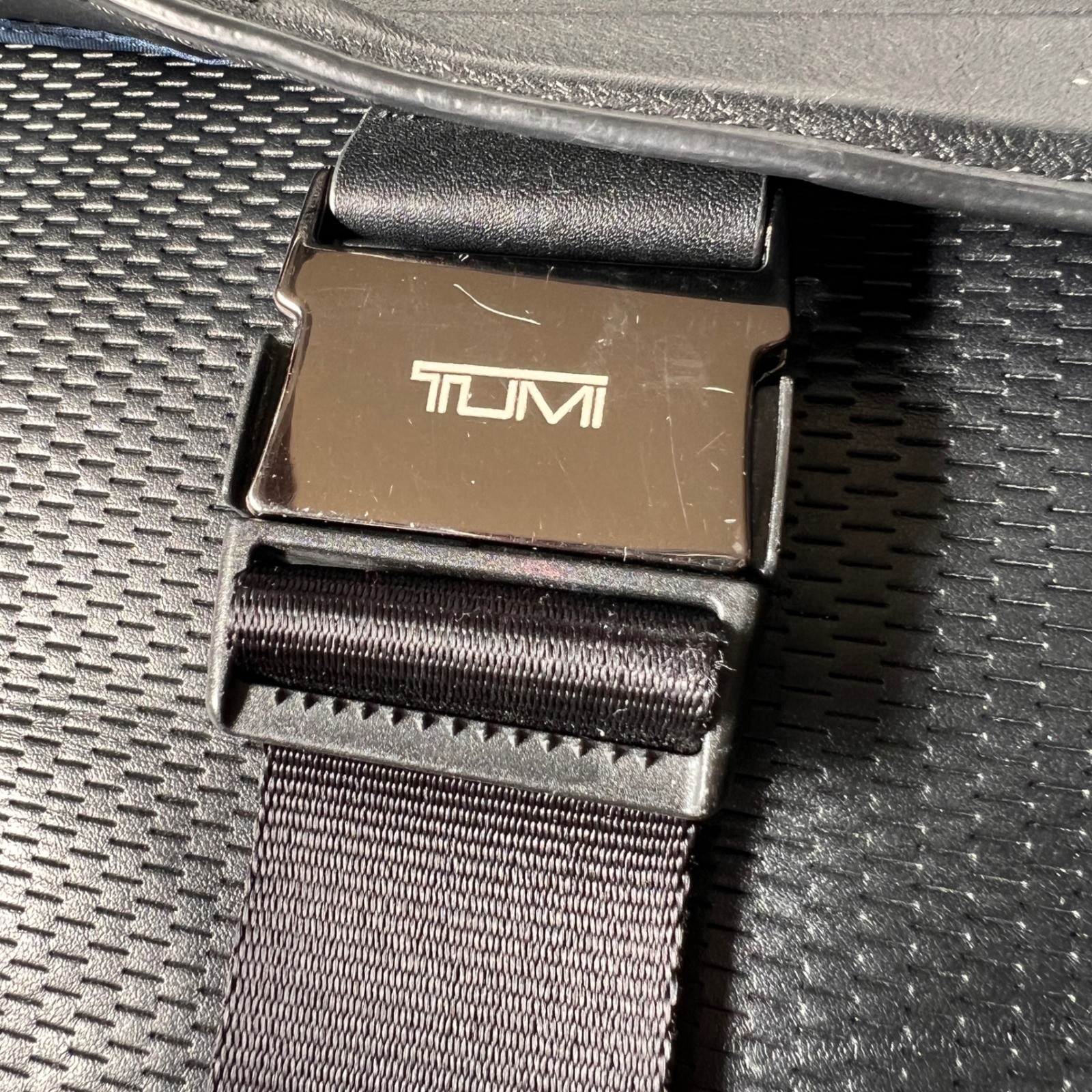 Tumi Morley Backpack Carbon Fiber Black Leather Buckle Laptop Travel Bag image 5