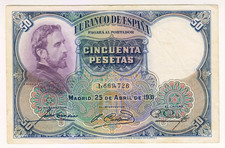 1931 Spain 50 Pesetas 1669726 Paper Money Banknotes Currency