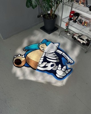 Unique Snorlax Skeleton Rug   Half Cartoon, Half Skeleton Design carpet