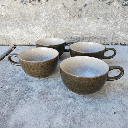 Vintage Heath Pottery Sea & Sand Tea Cups Mid Century Modern Pottery Lot 4 AS-IS