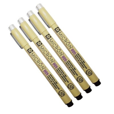 Sakura Pigma Micron 005 Black Pen 0.2mm Line Width 1 Count (Pack of 4), 