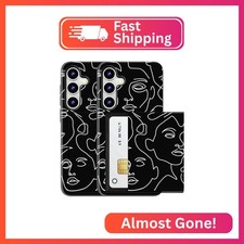 MUQR Compatible for Samsung Galaxy S23 FE Case with Card Holder Cute - Kawaii De