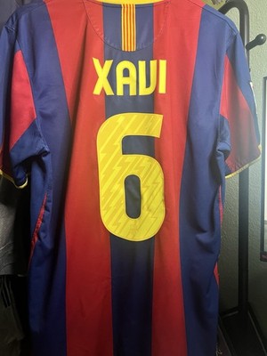 Nike FC Barcelona 2010/2011 Xavi #6 Blue Red Yellow Soccer Jersey