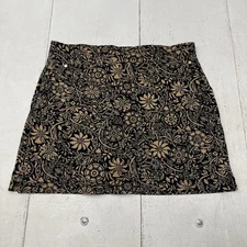 Jones New York Brown & Black Floral Print Pocketed Skort Womens Size Large 