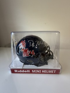 DK Metcalf Ole Miss Rebels Auto Signed Riddell Speed Mini Helmet Beckett BAS COA