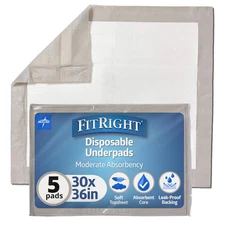 Fitright Bed Pads Disposable Adult, Heavy Duty Chux Pads, 30X36, 100 Count, Inco