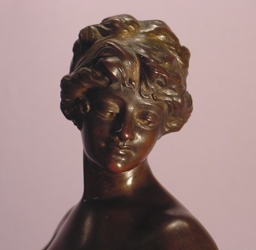 Beautiful Antique Bronze Nude Lady Holding A Mirror P. Philippe - Picture 7 of 8