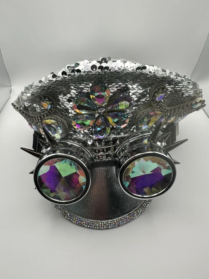 Lentejuelas Adulto Fiesta Rave Halloween Disfraz Adulto Talla Adulto Sombrero Foto 2 de 4