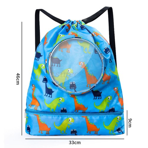 Kids Drawstring Waterproof Backpack Swimming Sport Bag for Wet Dry Separation AU - Picture 20 of 31
