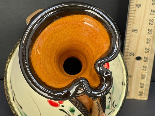 (CC-402) Ungarische Miska mit Pfeife handgeworfen rote Ware Keramik Krug signiert 60er Jahre - Bild 10 von 12