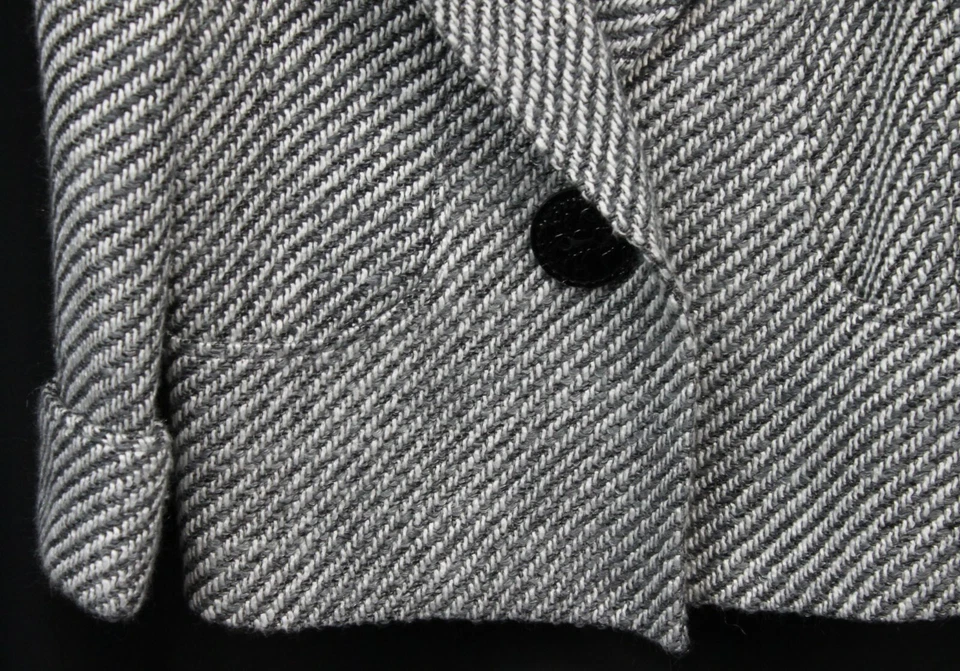 Jaqueta blazer tribal mistura de lã tweed cinza carvão branco texturizado intocado 6 - Imagem 3 de 4