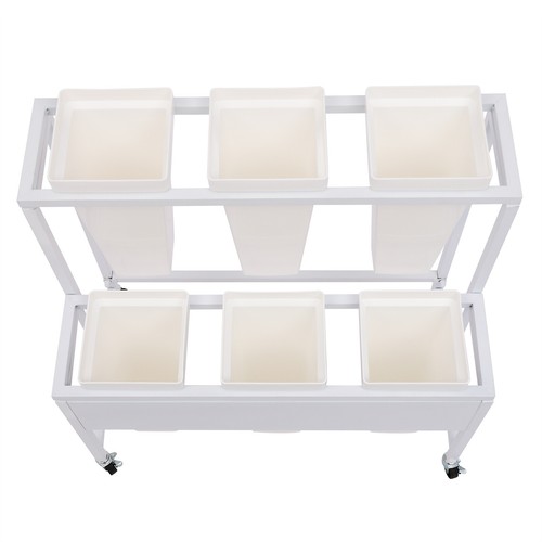 2-Tier Plant Stand Flower Display Stand Plant Cart Rack Decor with 6 Buckets - Picture 3 of 22
