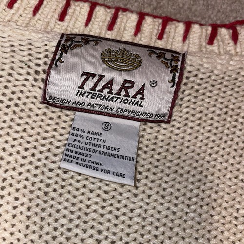 Tiara Suéter Mujer Pequeño Crema Navidad Gato Medias Árbol Caridgan De Colección C5 - Imagen 3 de 4