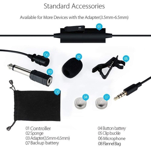 Lavalier Hands Free Clip-on Mic with Omnidirectional Condenser for DSL,Phone,PC - Picture 2 of 8