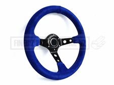 Steering Wheel - Deep Dish Blue Suede Hole 320mm Steering Wheel - Deep Dish Blue Suede Hole 320mm