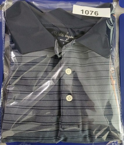 Walter Hagen Men’s Golf Polo Shirt Gray And Blue Striped Performance Size XL - Picture 8 of 8
