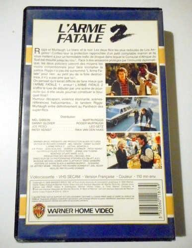 L'ARME FATALE 2 Mel Gibson film VHS cassette PAL SECAM video vintage / French - Foto 2 di 3