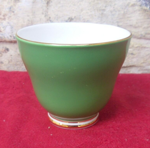 Vintage Royal Grafton Green Coffee Cup Harlequin Style Bone China Demitasse - Picture 5 of 7