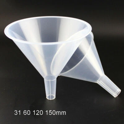 Clear Funnel Plastic Pouring Funnels 31mm 60mm 120mm 150mm Kitchen Petrol Fuel - Image 1 of 4