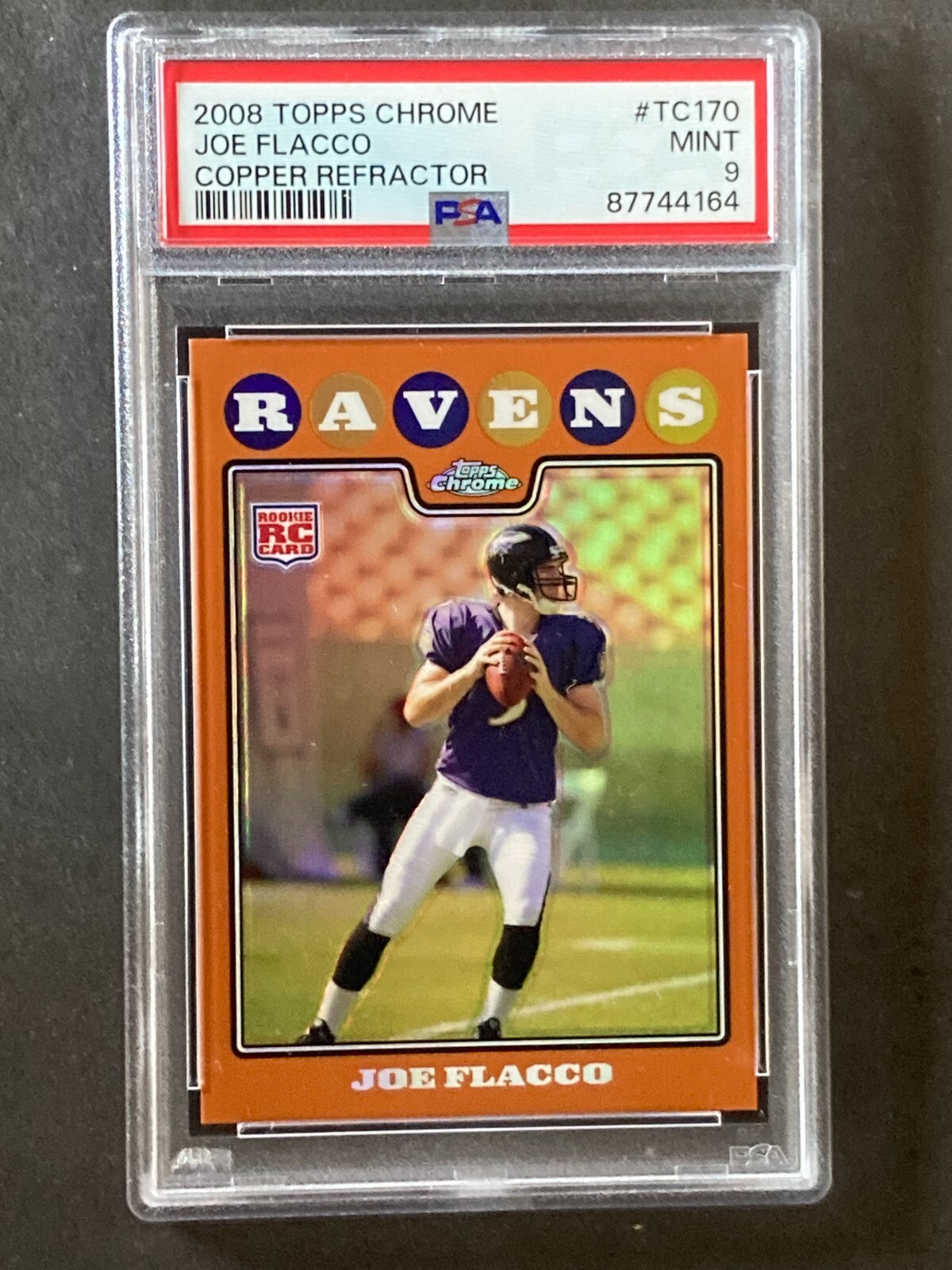 2008 Topps Chrome Joe Flacco Copper Refractor RC #/425 PSA 9