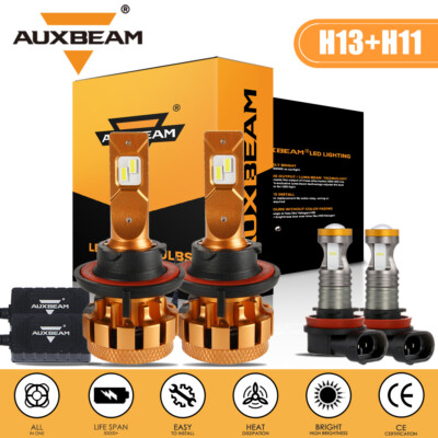 AUXBEAM H13 Canbus LED Headlight+H11 Fog Light 6000K For Nissan Sentra 2004-2012