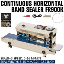 Continuous Bag Band Sealing Machine FR900 Auto Band Sealer w/ 20 Teflon Belts