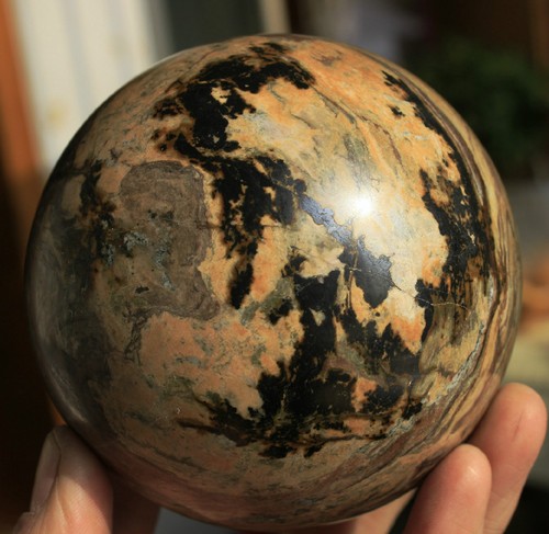 1255g Bright Natural Peach Blossom Jade Tabgac Crystal Sphere Ball Healing 1 - Picture 4 of 12