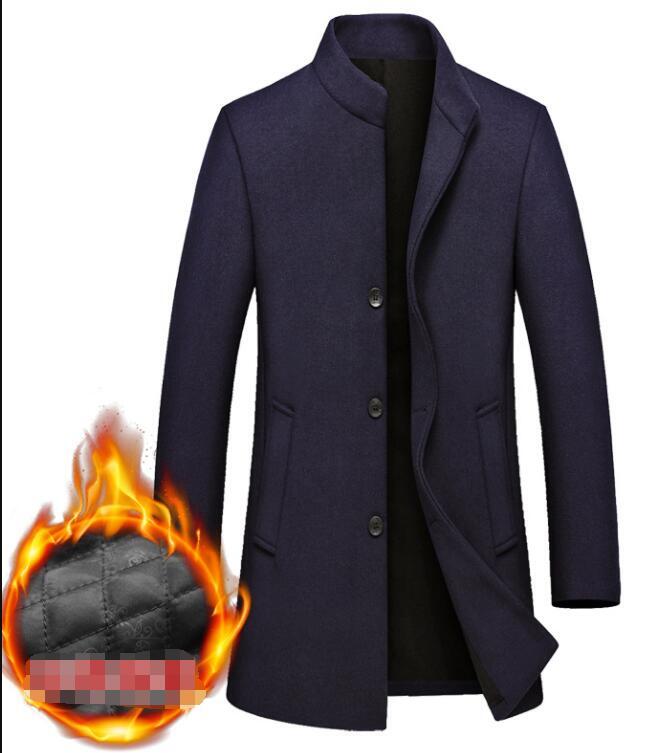 Men's Youth Chic Stand Collar Wool Blend Slim Quilted Trench