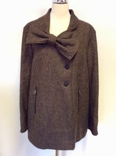 Brand New Jack Murphy Brown Tweed Shetland Wool Bow Trim Jacket Size 20