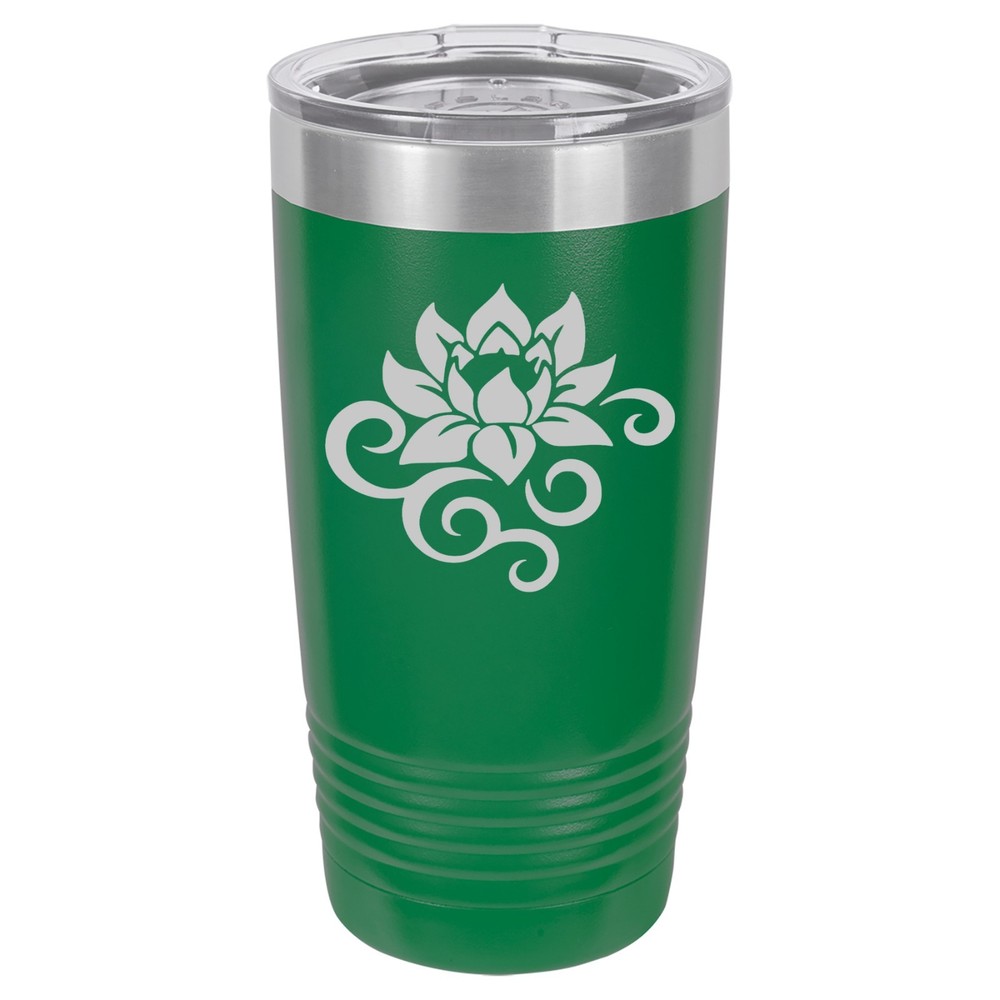 20oz 30oz Vacuum Insulated Stainless Steel Travel Mug with Lotus Flower Scroll Design