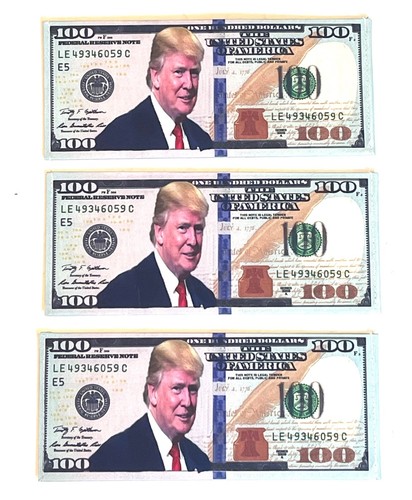 Trump $100 Bill Novelty Wallet 3 Pcs Set - Picture 3 of 3